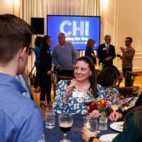 Alumni chat at the Chicago Leading the Way event